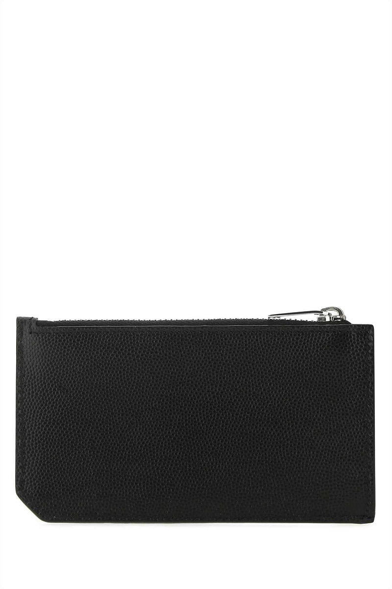 Saint Laurent Pebbled Calfskin Wallet — Black