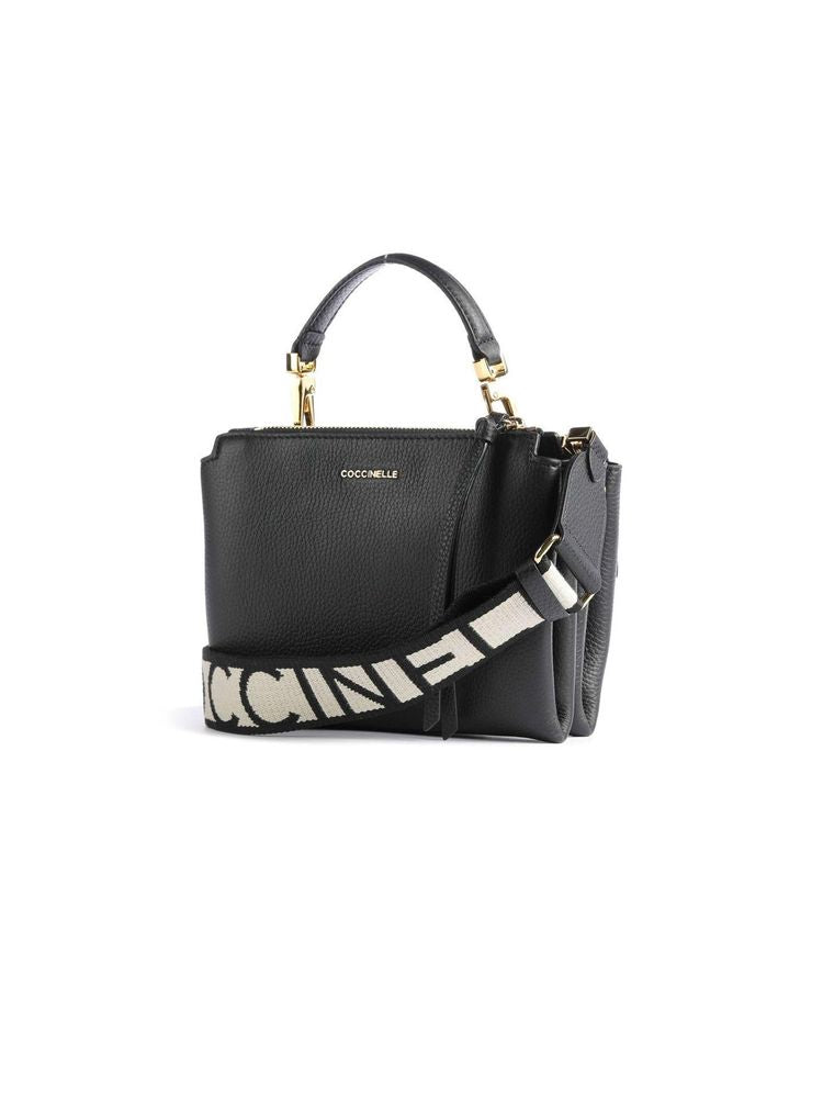 Coccinelle Arlettis Crossbody Bag — Black Cowhide | Ribbon: Polyester