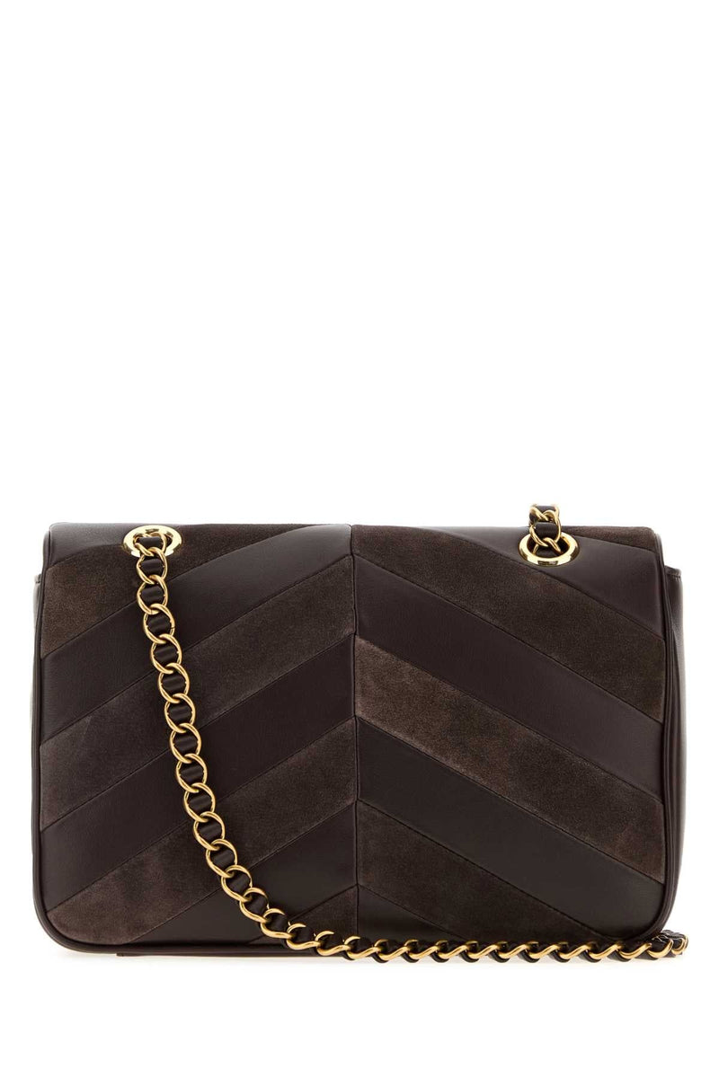 Valentino Garavani Chevron-Quilted Leather Shoulder Bag — Brown
