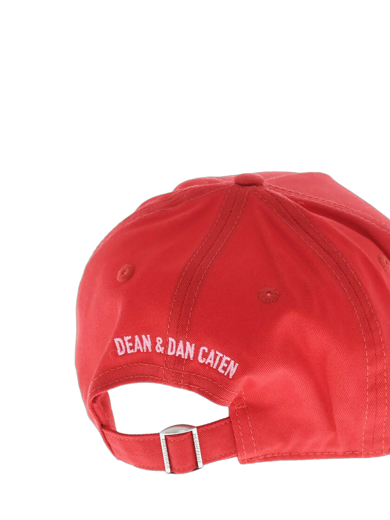 Dsquared2 Bc066005c000012284 Embroidered Logo Baseball Cap — Red Cotton Caps