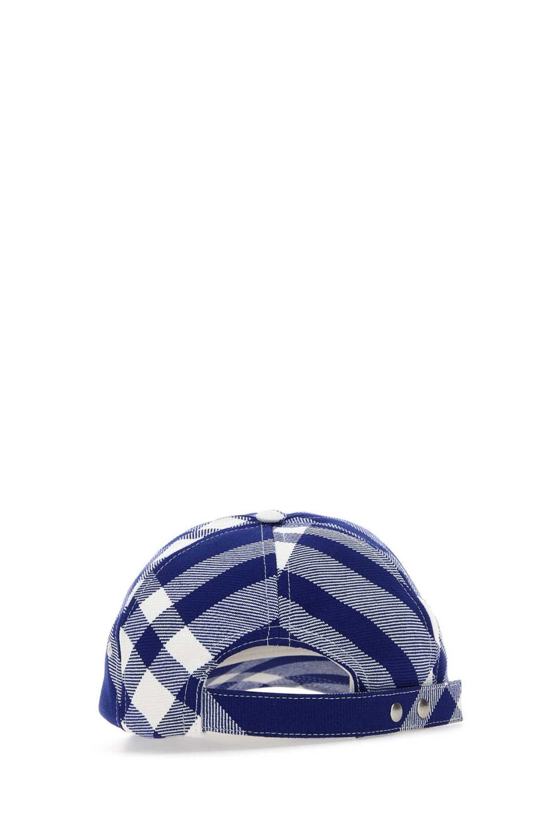 Burberry 8079477 Checked Wool Blend Baseball Cap — Navy Exterior: Polyester Caps