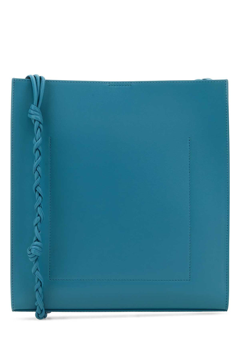 Jil Sander Braided Strap Leather Shoulder Bag — Blue