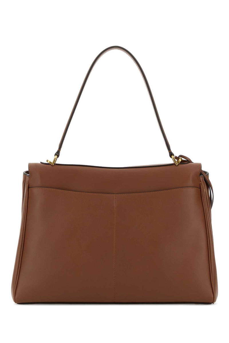 Balenciaga Calf Leather Top Handle Shoulder Bag — Brown