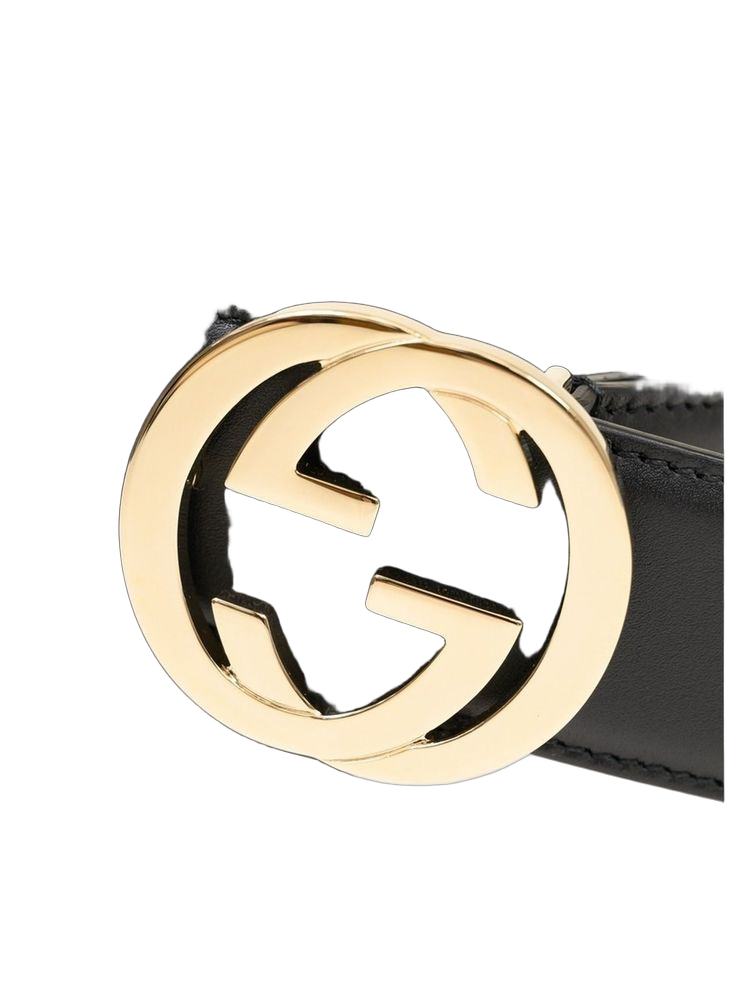 Gucci Leather With Metal Buckle Belt — Black