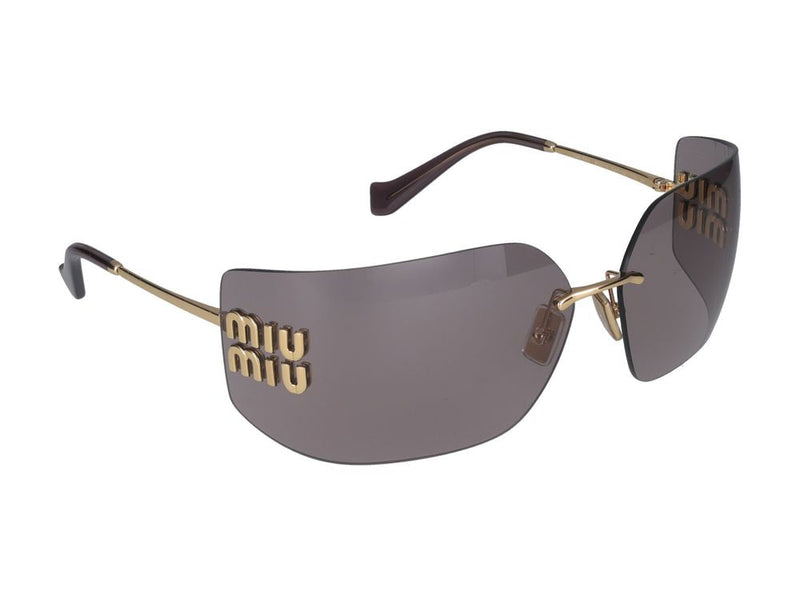 Miu Miu 0mu Logo-Embellished Metal Sunglasses — Gray
