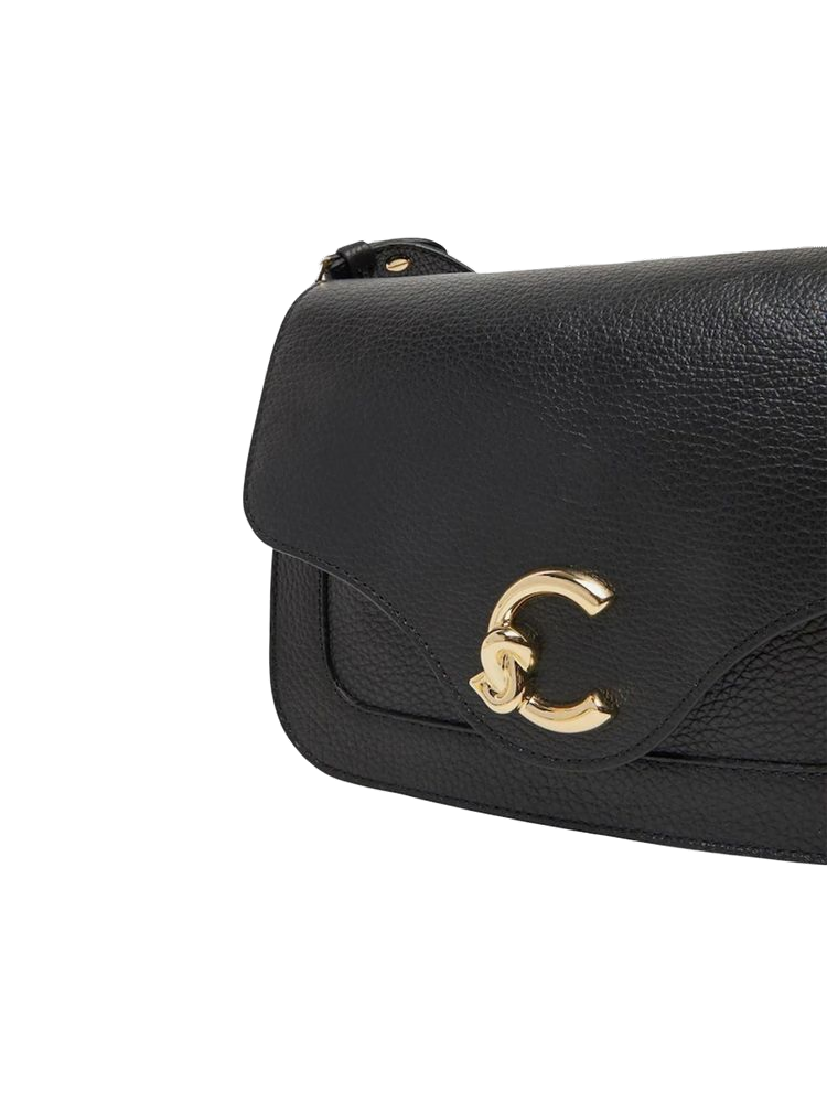 Coccinelle C-Me Crossbody Bag — Black Grained Leather