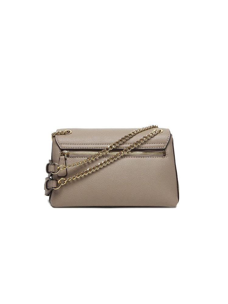Guess Leather-Trimmed Polyurethane Crossbody Bag — Taupe