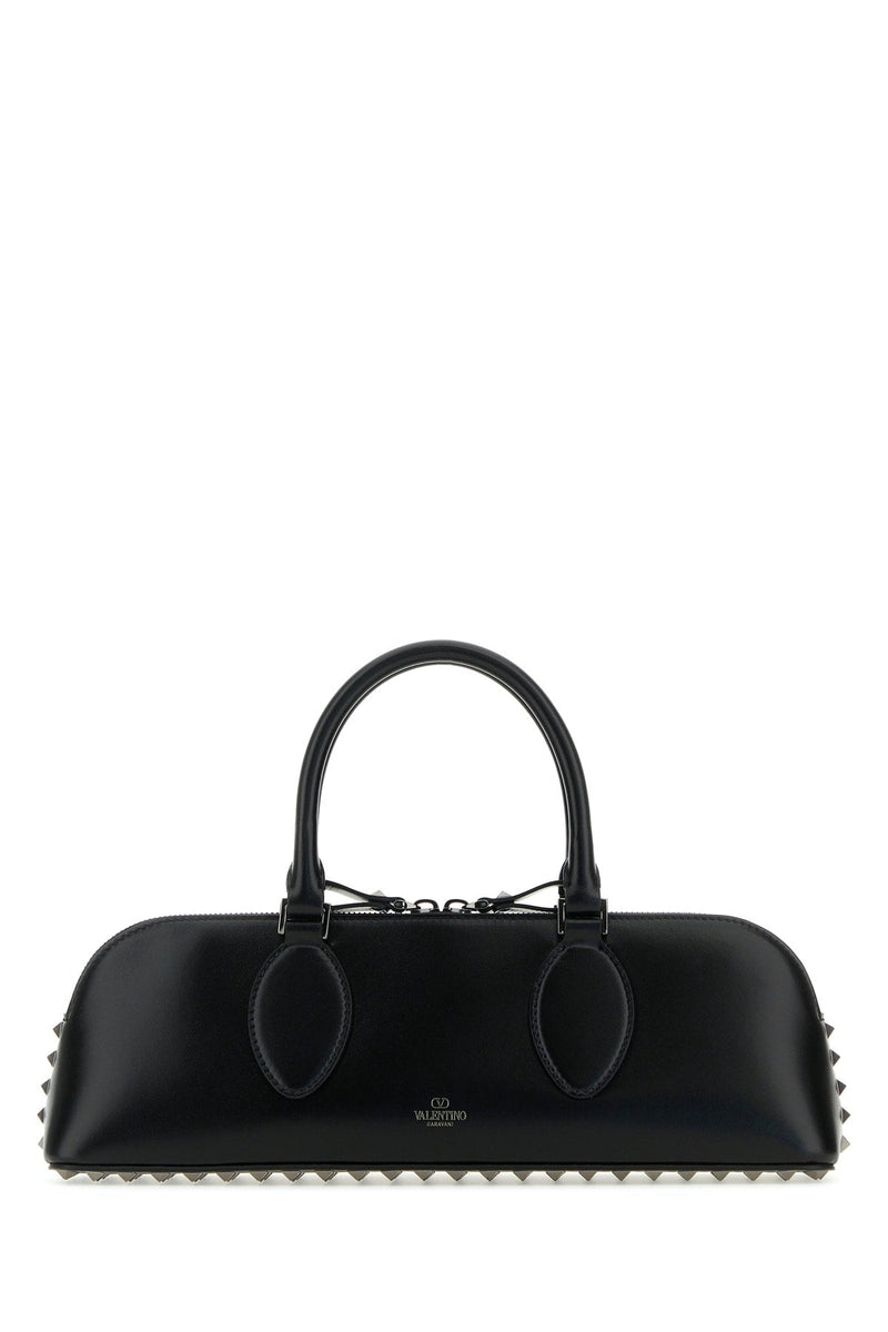 Valentino Garavani Studded Calf Leather Top Handle Bag — Black - Bos Taurus
