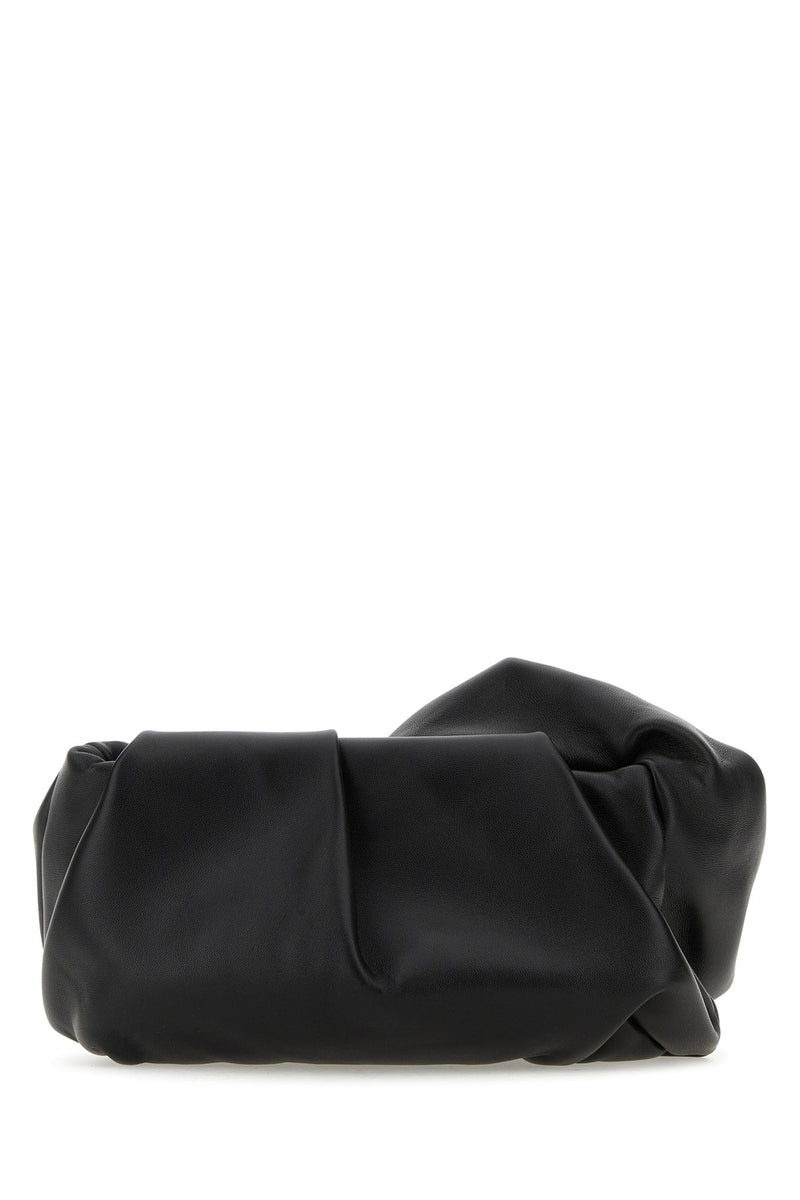 Burberry Gathered Leather Clutch — Black