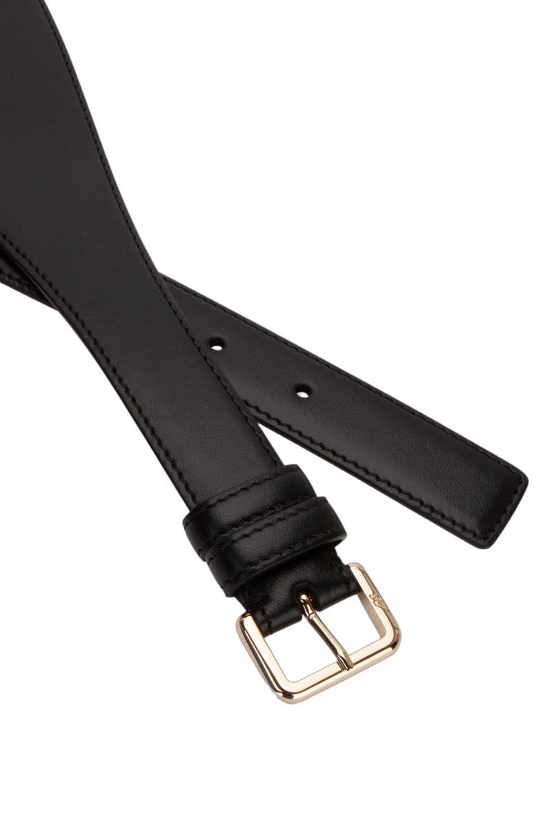 Roger Vivier Leather With Gold Buckle Belt — Black