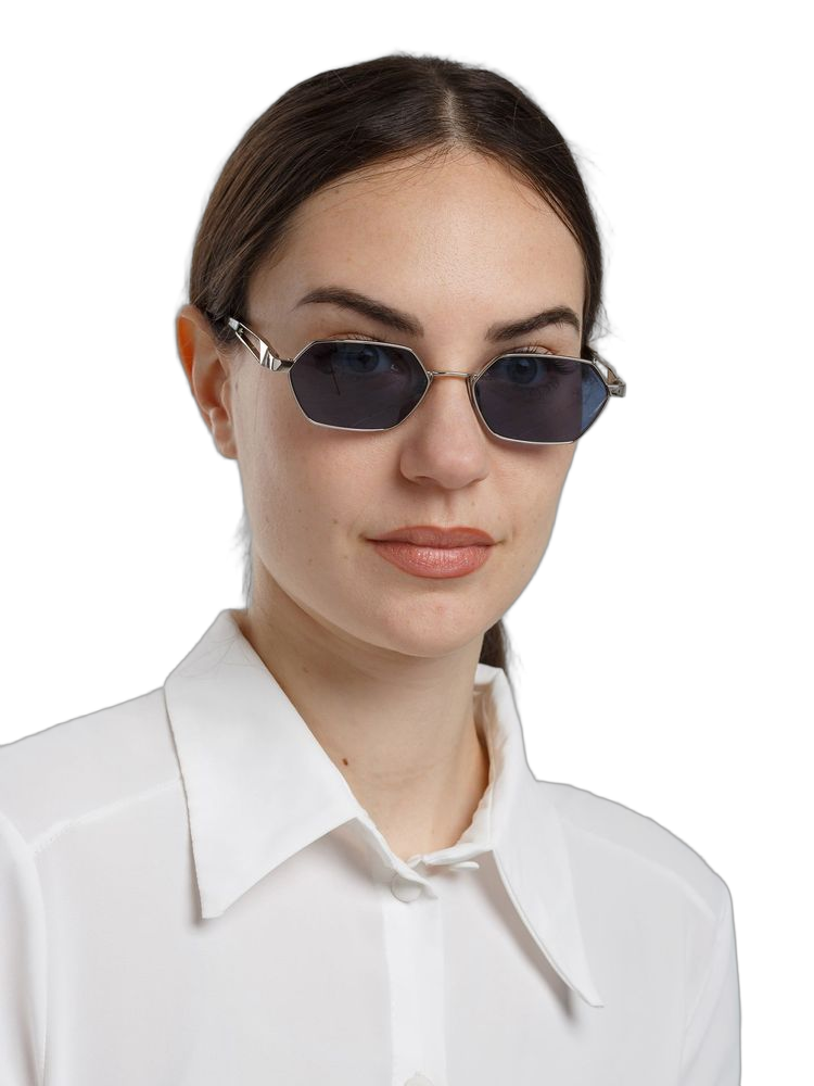 Hickmann Hi3255 Metal Hexagonal Sunglasses — Silver
