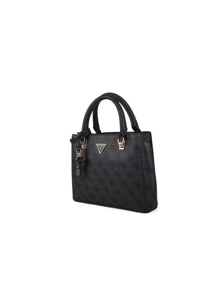 Guess Logo-Plaque Polyurethane Shoulder Bag — Black