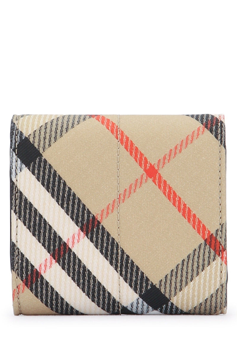 Burberry Checked Polyester-Cotton Wallet — Beige Polyester Cotton