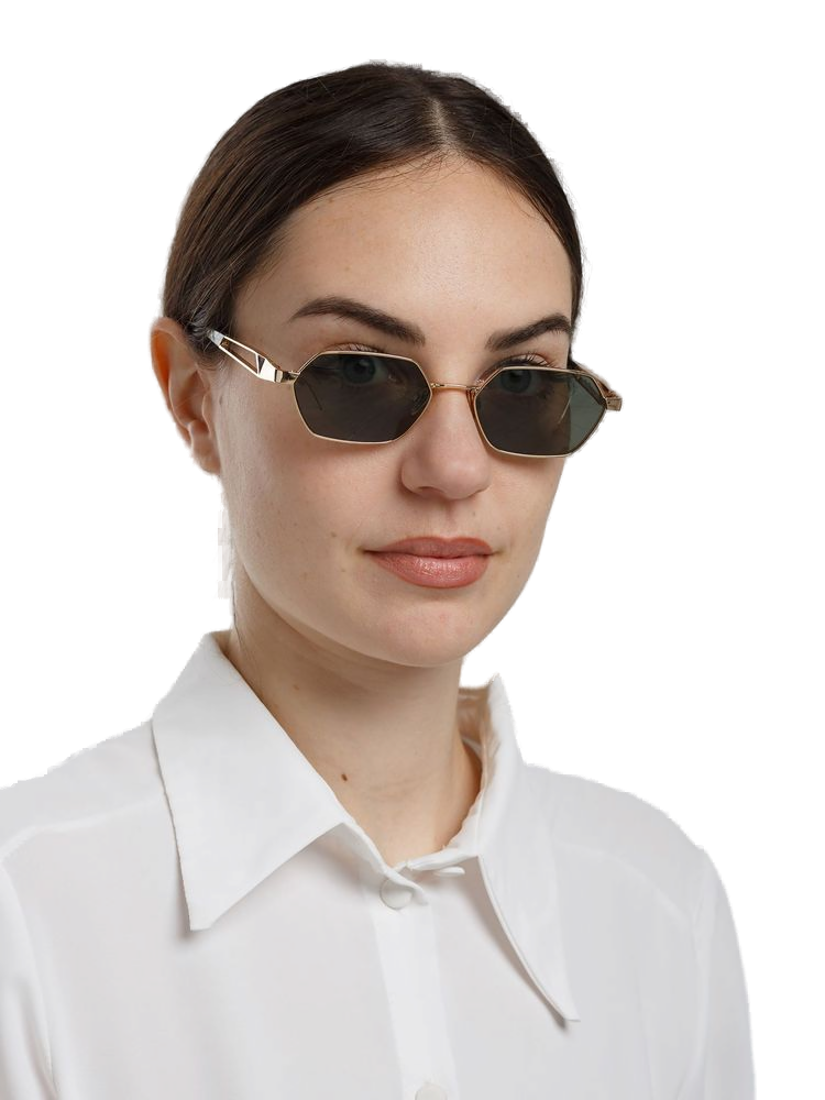 Hickmann Hi3255 Metal Geometric Frame Sunglasses — Gold