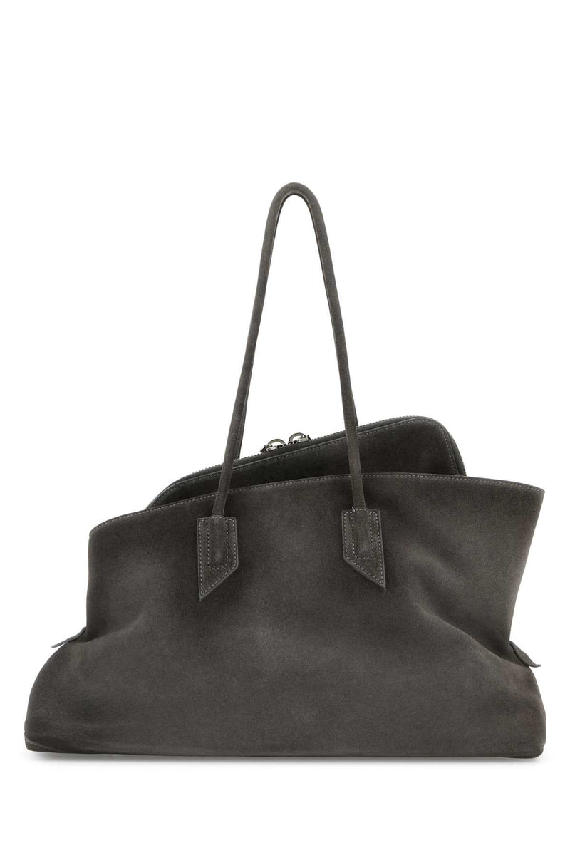 The Attico Suede Shoulder Bag — Gray