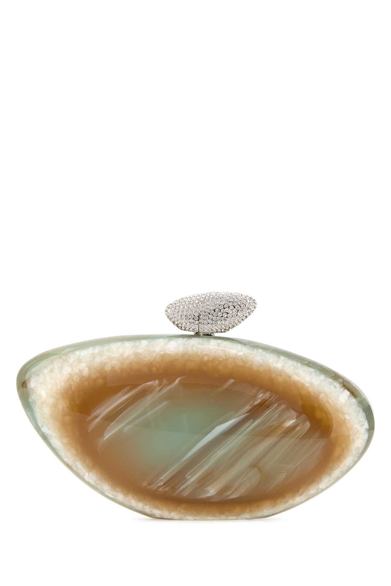 Benedetta Bruzziches Printed Pvc Shell Clutch — Beige