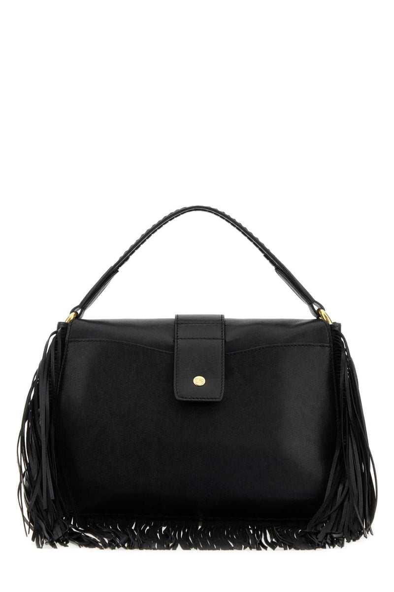 Burberry Fringed Leather Shoulder Bag — Black