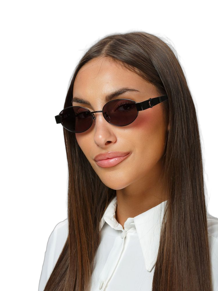 Just Cavalli Sjc152 Metal Oval Frame Sunglasses — Black