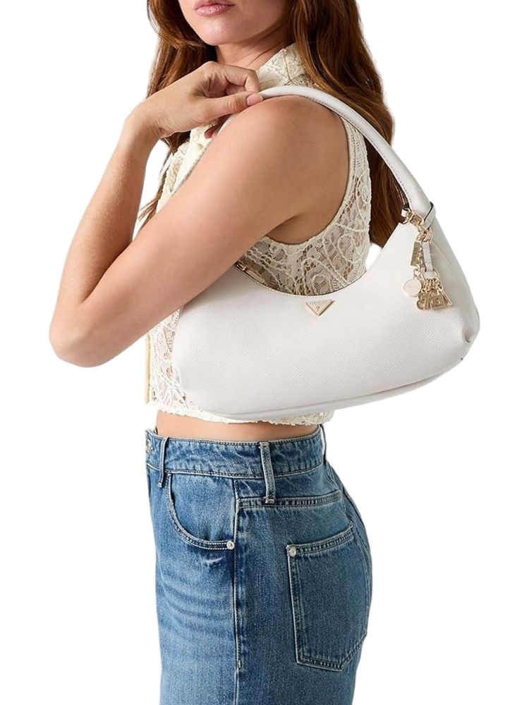 Guess Gilda Hobo Bag — White Polyurethane