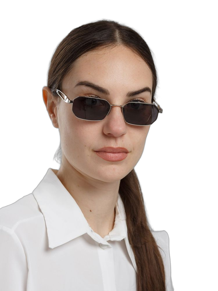 Hickmann Hi3248 Metal Rectangle Frame Sunglasses — Silver