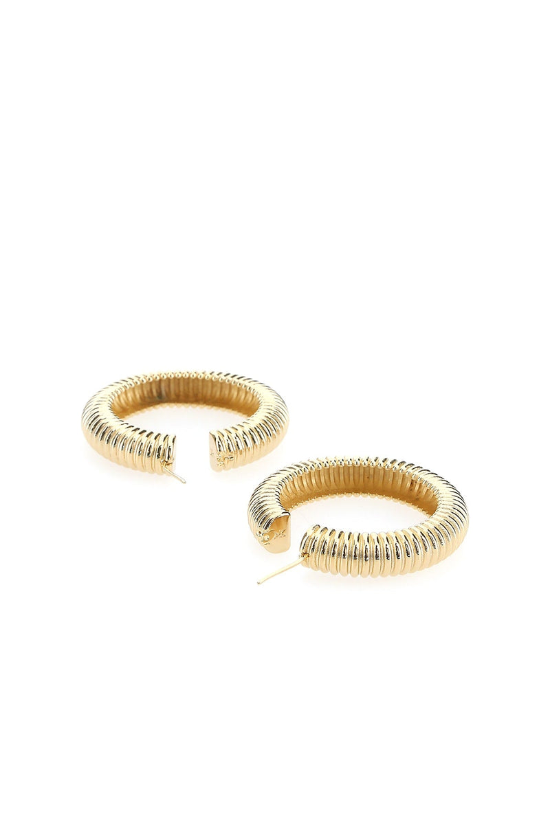 Amina Muaddi Textured Hoop Earrings — Gold