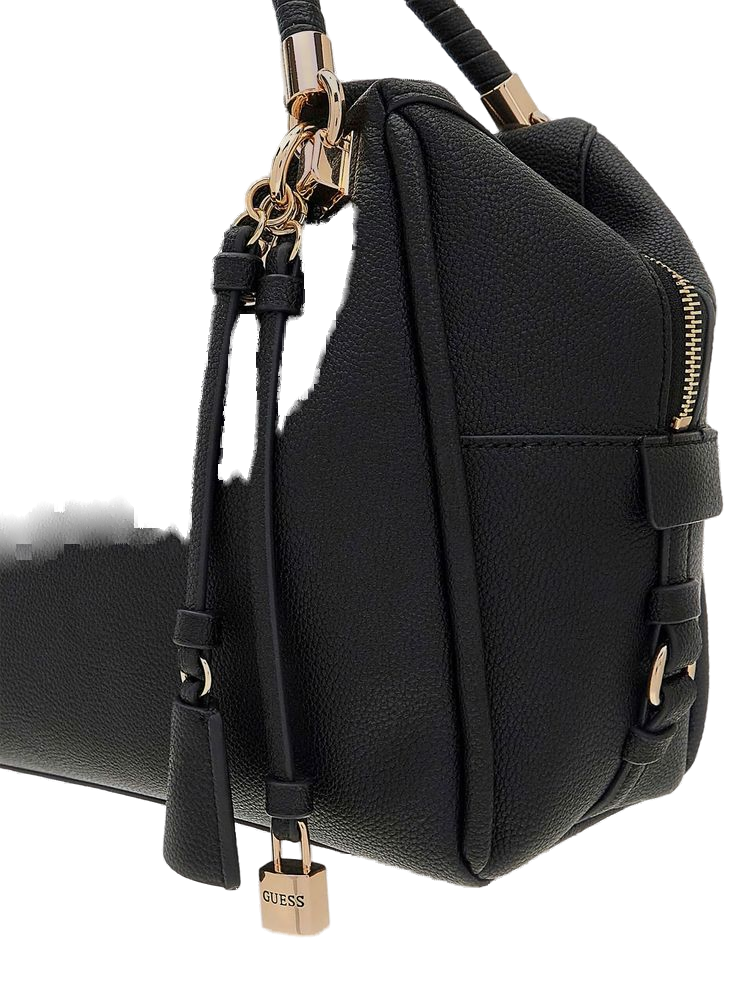 Guess Structured Polyurethane Shoulder Bag — Black