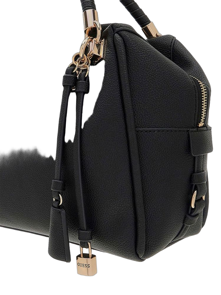 Guess Danya Top Handle Bag — Black Polyurethane