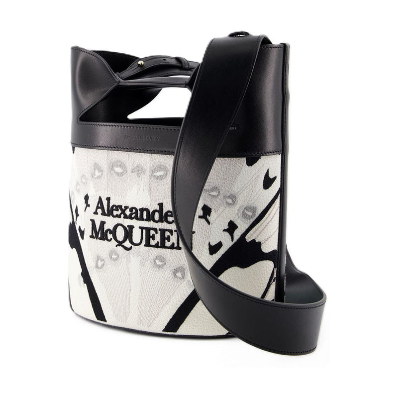 Alexander Mcqueen Bow-Print Jacquard Crossbody Bag — White Calfskin