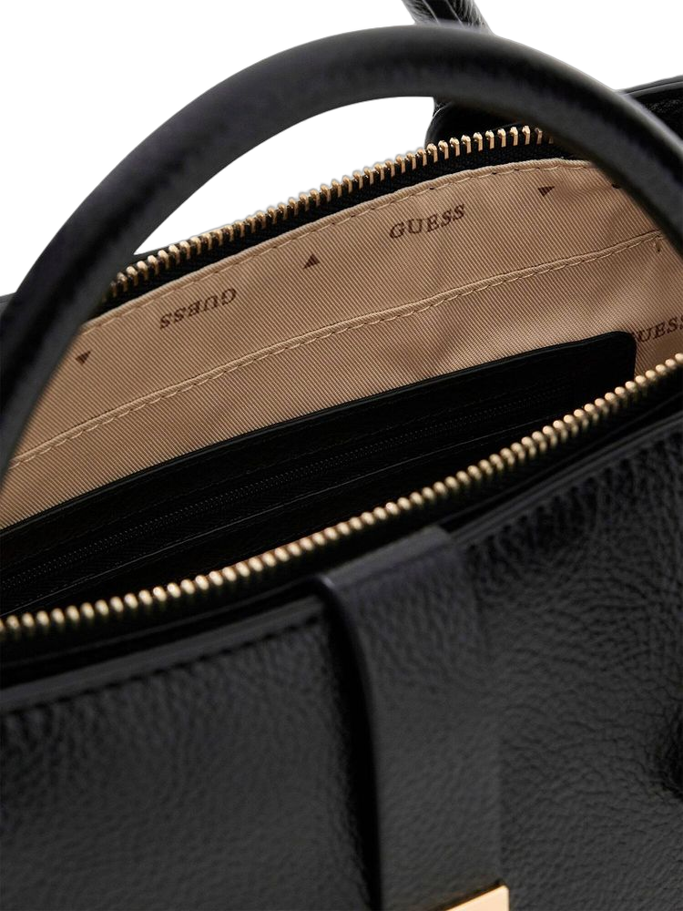 Guess Polyurethane Top Handle Bag — Black