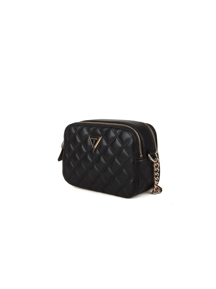 Guess Quilted Polyurethane Crossbody Bag — Black