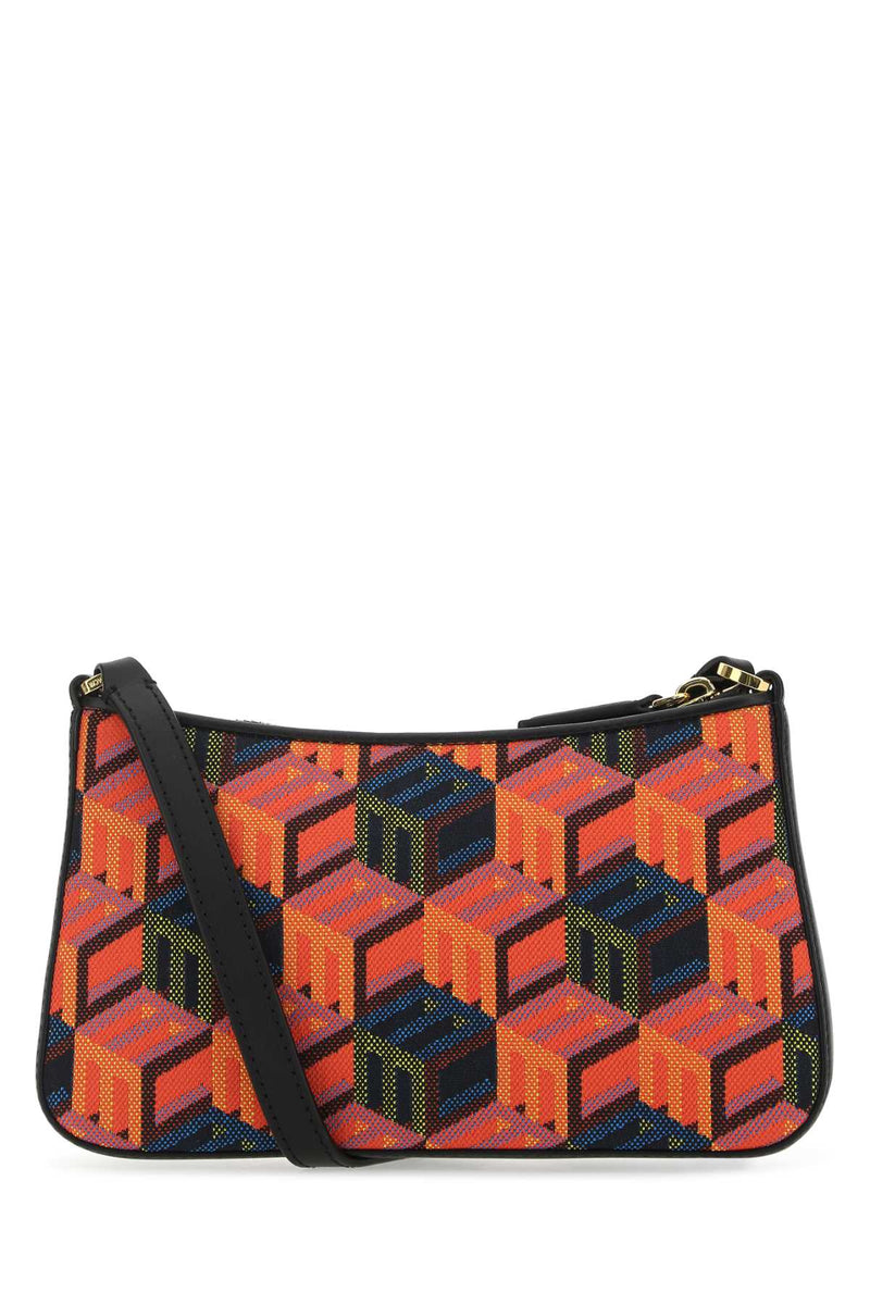 Mcm Geometric Fabric Shoulder Bag — Orange