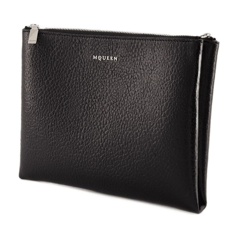 Alexander Mcqueen Cross Bar Clutch — Black Lambskin