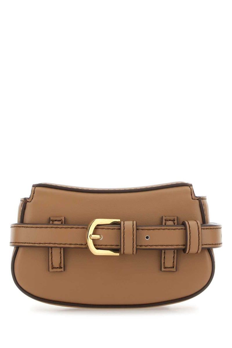 Stella Mccartney Logo-Embellished Leather Shoulder Bag — Beige