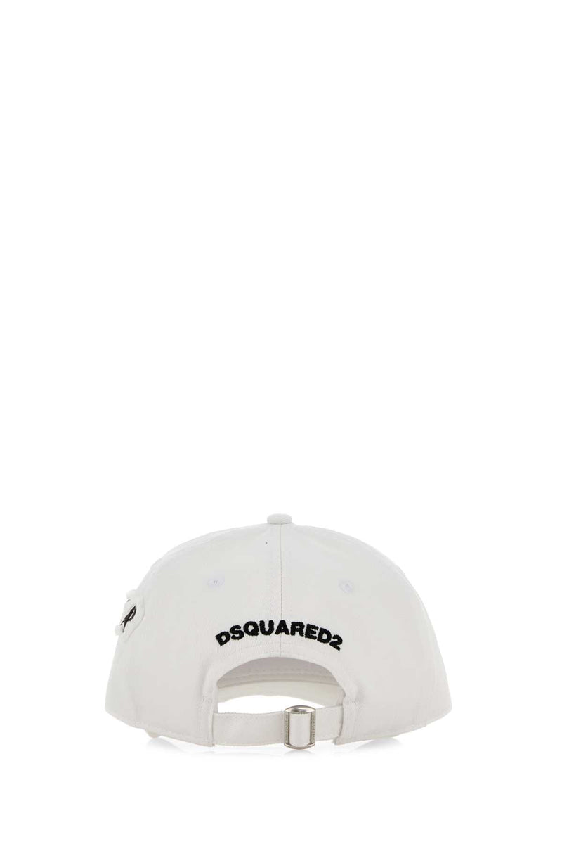 Dsquared2 Bcm099705c00001 Logo-Embroidered Baseball Cap — White Caps