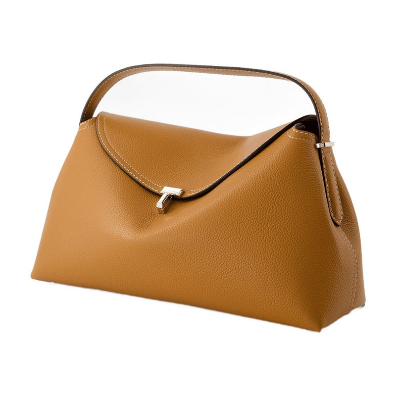 Toteme T-Lock Top Handle Bag — Brown Calfskin