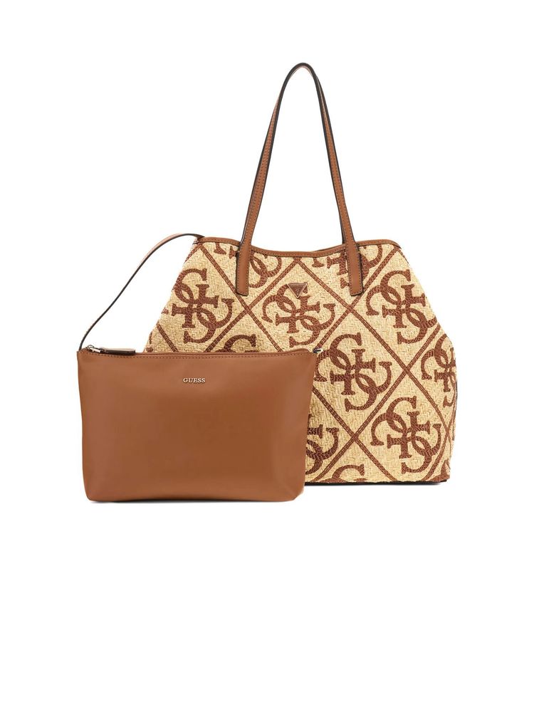 Guess Polypropylene Structured Tote Bag — Caramel