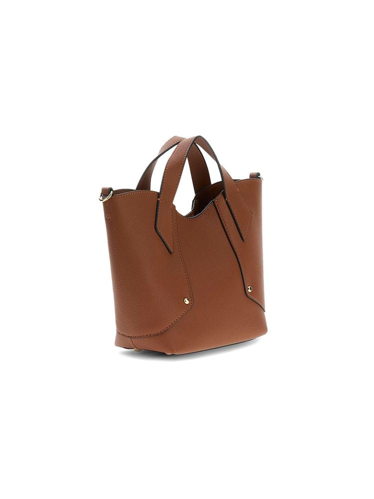 Guess Structured Polyurethane Tote Bag — Brown