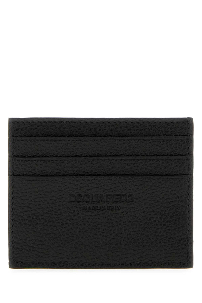 Dsquared2 Pebbled Leather Card Case — Black Cases