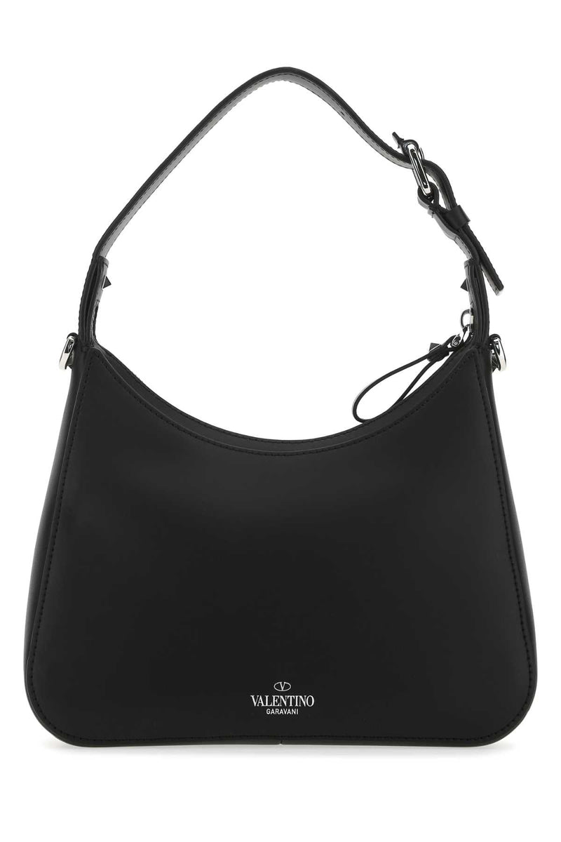 Valentino Garavani Logo-Embroidered Leather Shoulder Bag — Black
