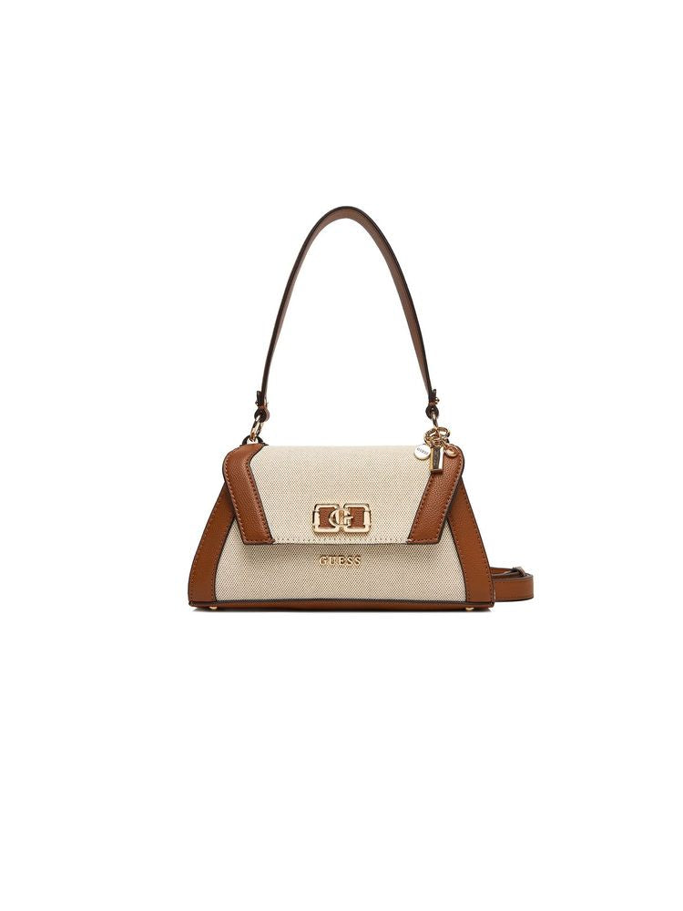 Guess Karnilla Flap Shoulder Bag — Beige Cotton