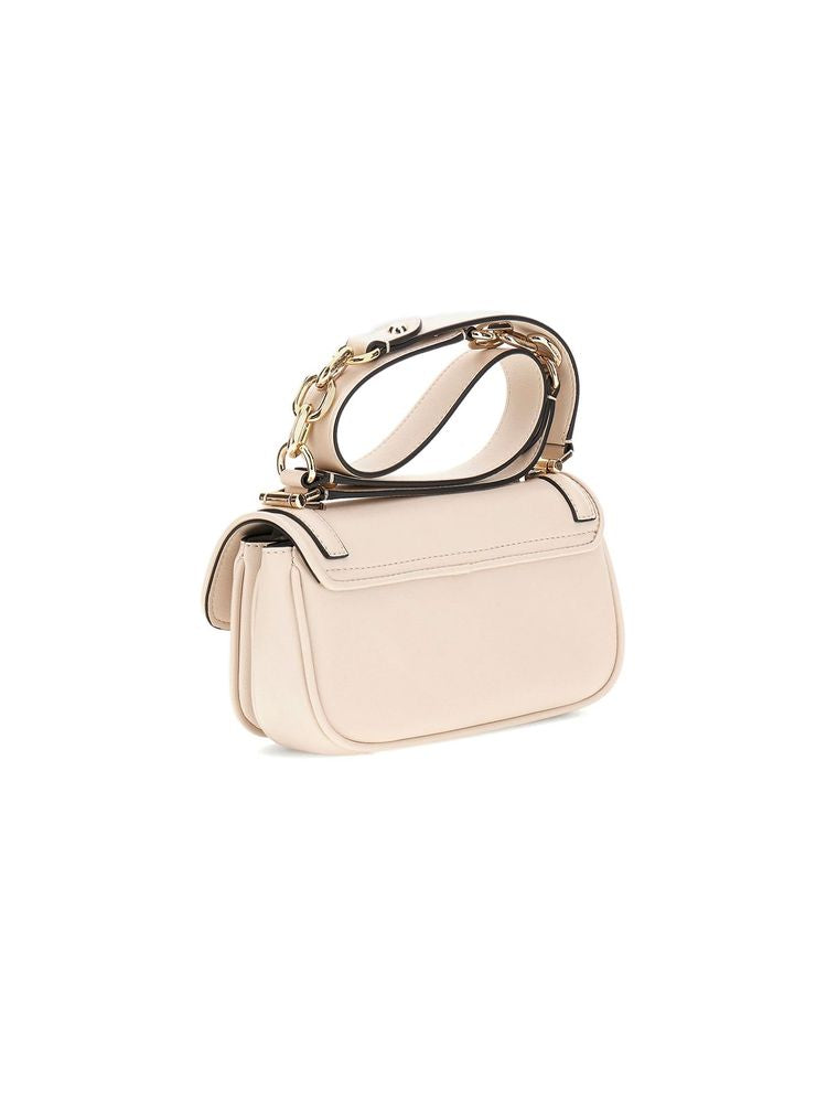 Guess Curved Flap With Snap Closures Crossbody Bag — White Polyurethane