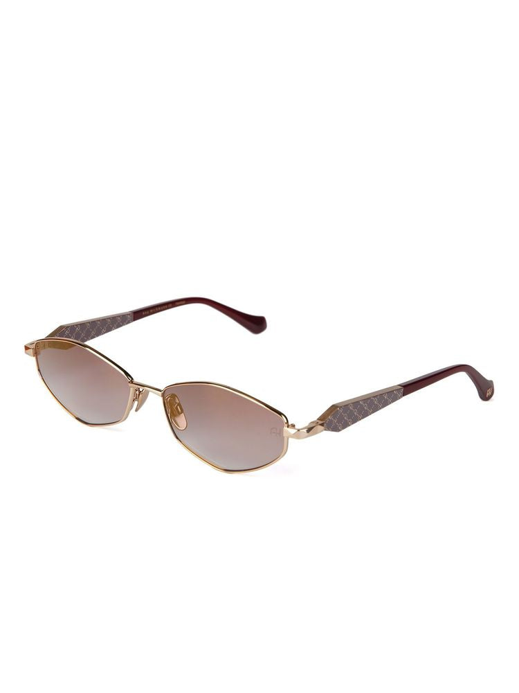 Ana Hickmann Ah3353 Metal Oval Sunglasses — Gold