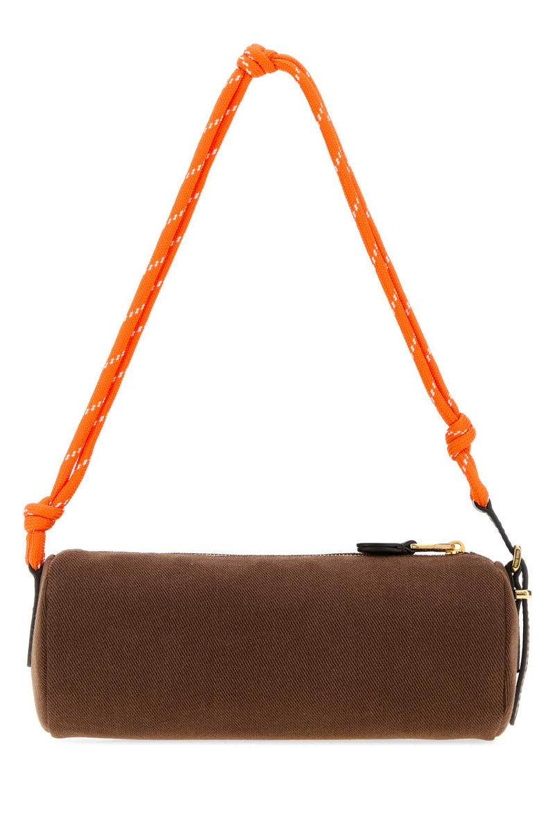 Miu Miu Recycled Nylon And Calf Leather Shoulder Bag — Brown Poliammide Riciclata-vitello