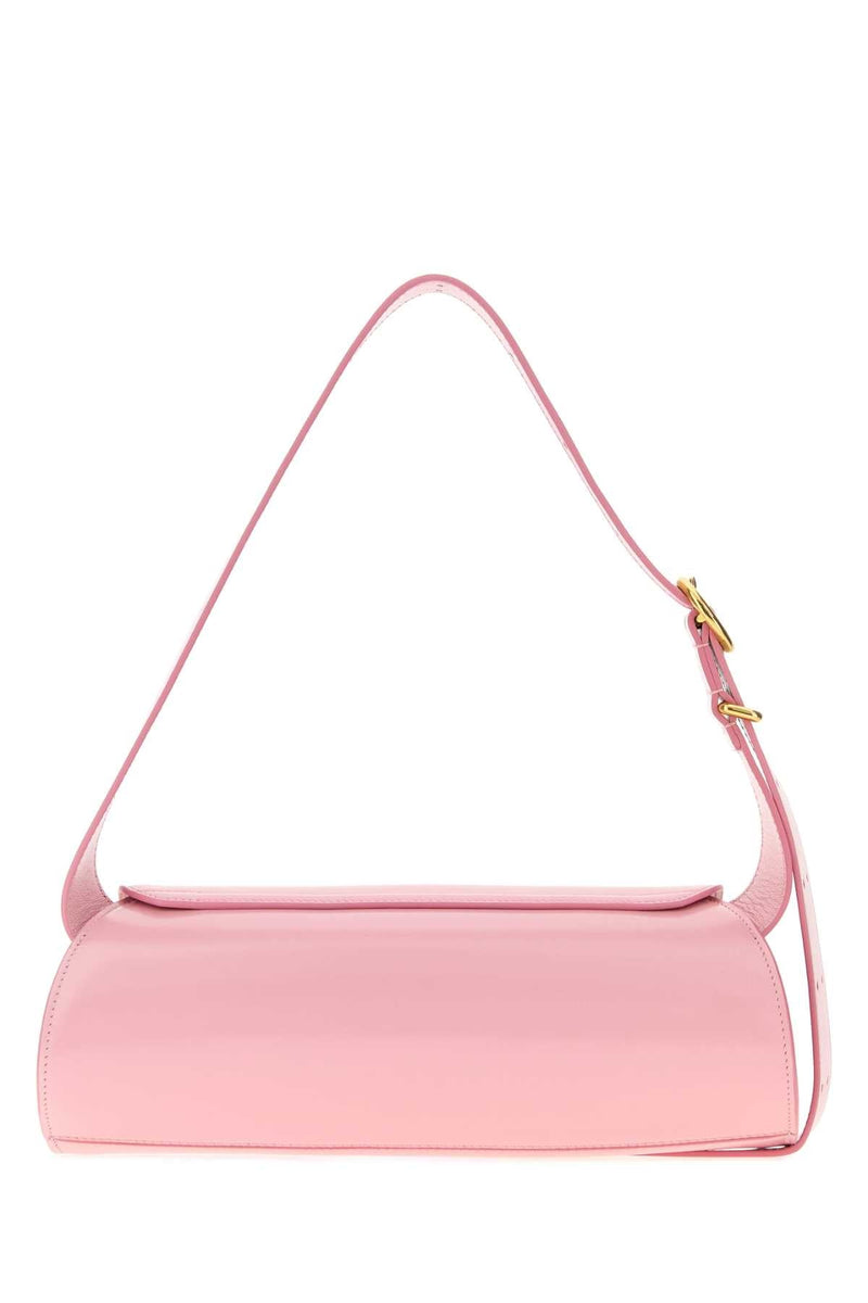 Jil Sander Curved Leather Shoulder Bag — Pink