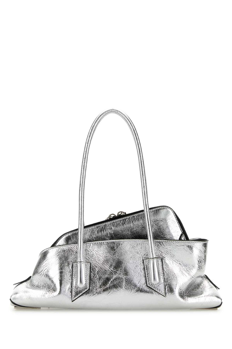 The Attico Metallic Calf Leather Shoulder Bag — Silver