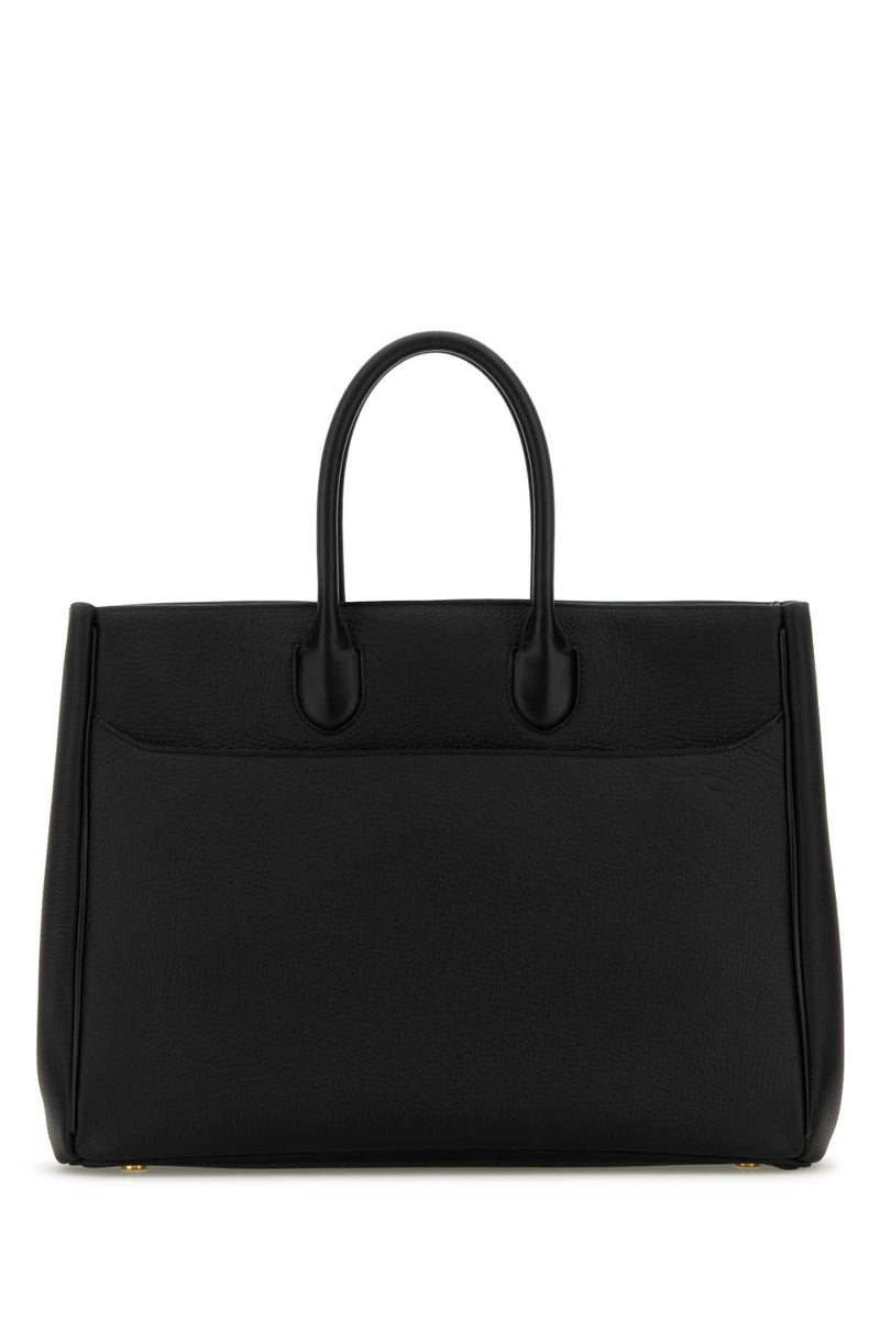Burberry Calf Leather Tote Bag — Black