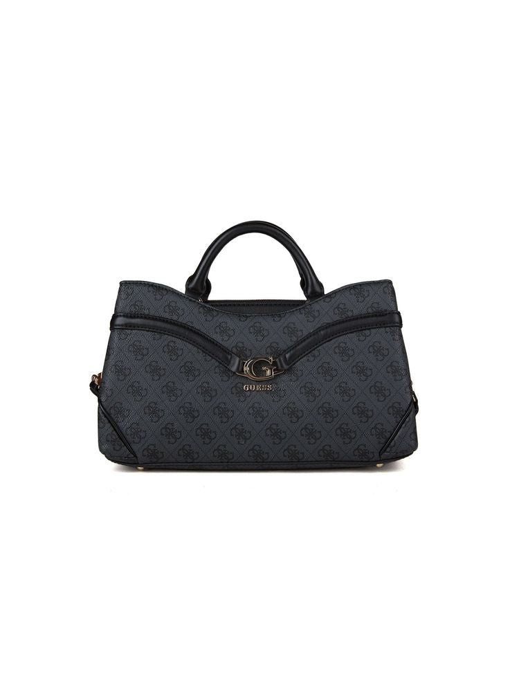 Guess Logo-Jacquard Polyurethane Shoulder Bag — Gray