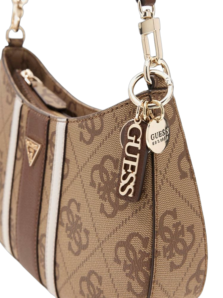 Guess Logo-Print Polyurethane Crossbody Bag — Beige
