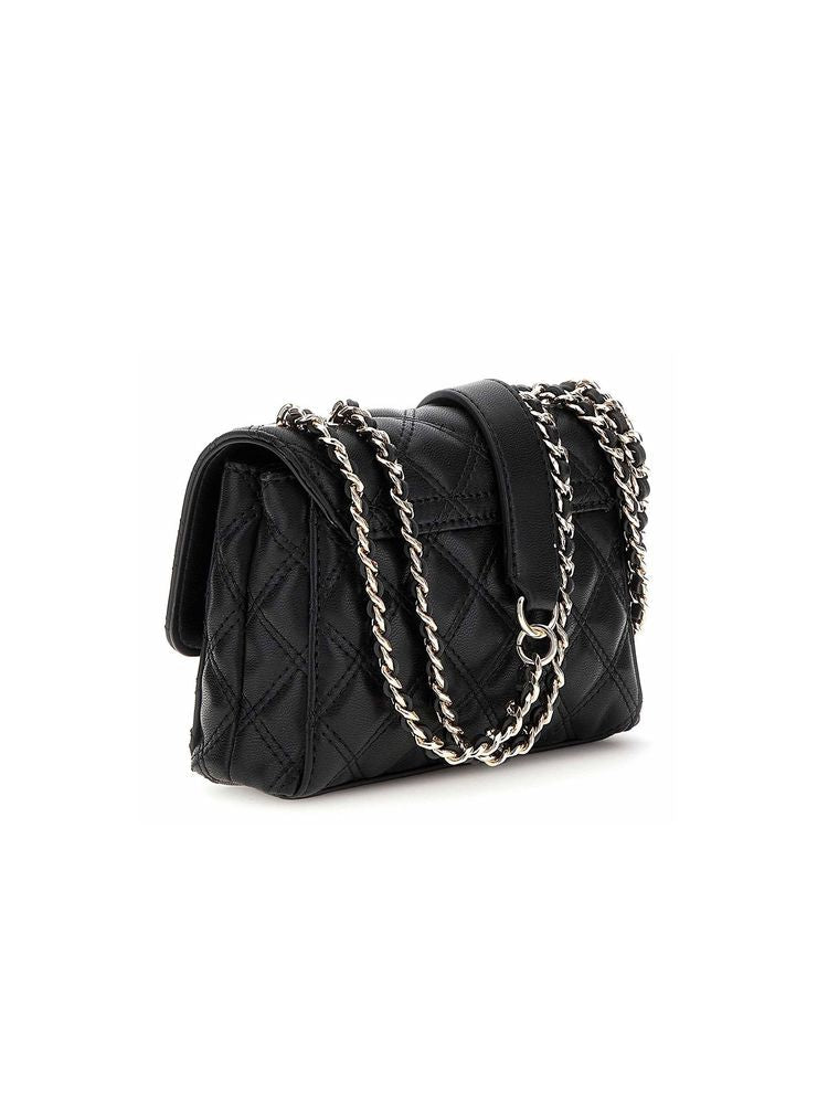 Guess Quilted Polyurethane Shoulder Bag — Black