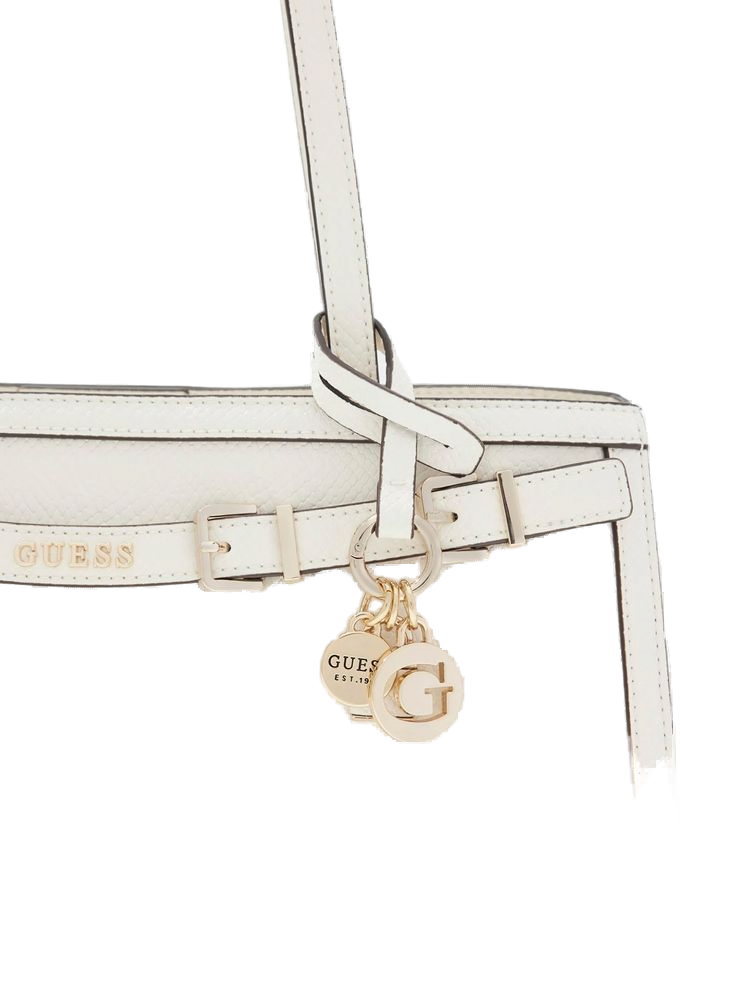 Guess Structured Polyurethane Shoulder Bag — White